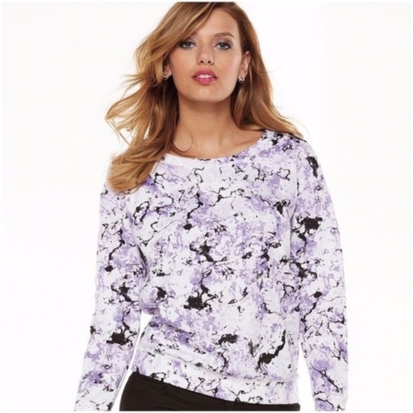 Juicy Couture Purple Abstract Scuba Long Sleeve Crew Neck Sweatshirt Medium - Picture 1 of 8